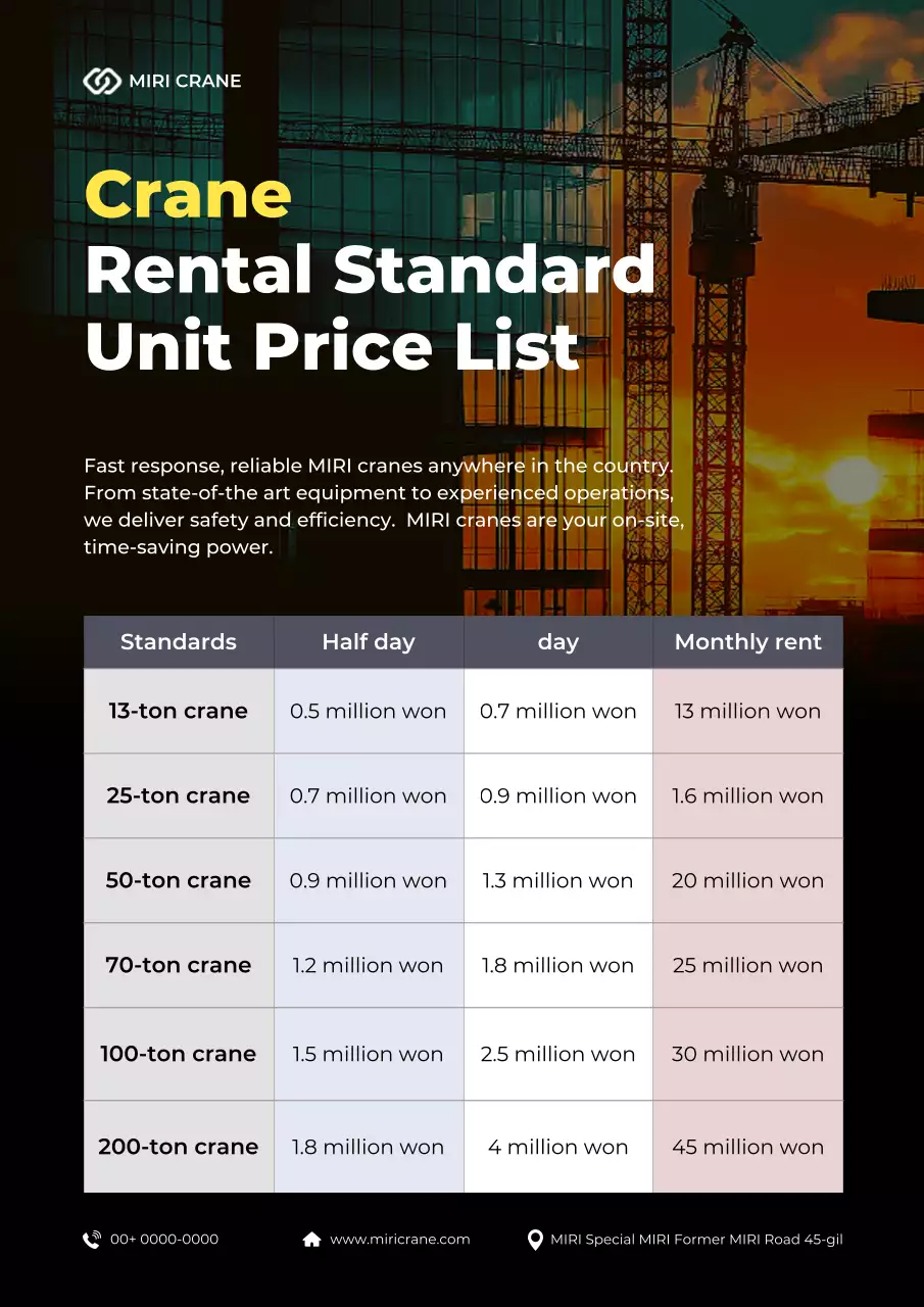 orange modern crane rental information
