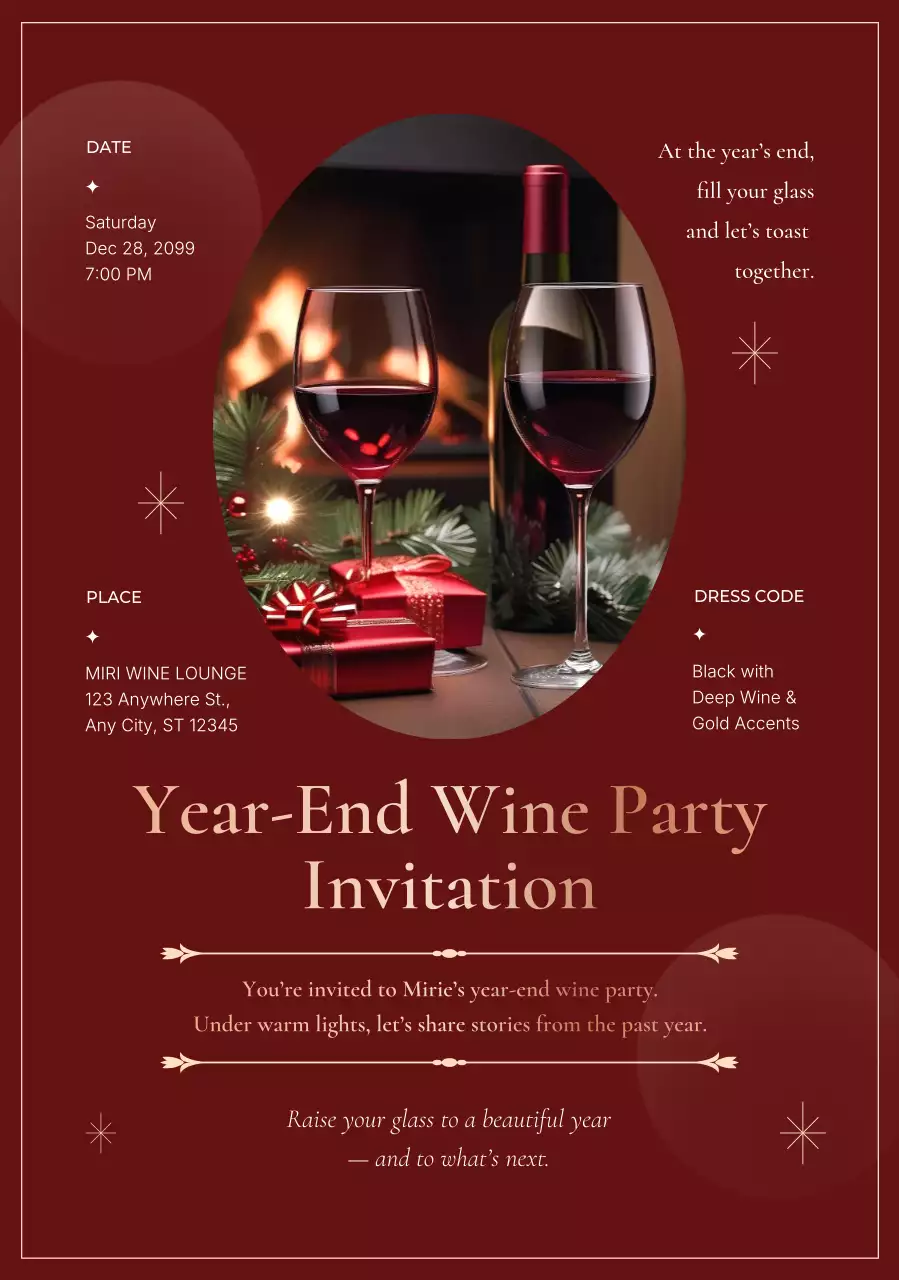 Undangan Pesta Akhir Tahun Mewah Merah