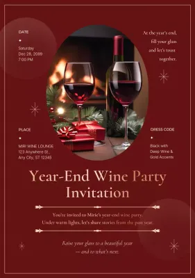 Undangan Pesta Akhir Tahun Mewah Merah