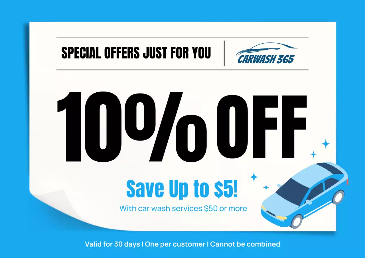 Sky Blue Modern Car Wash Discount