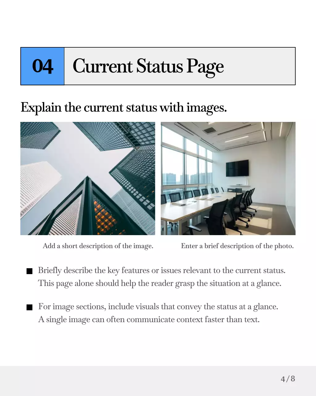 하늘색과 회색의 심플한 기업 보고서