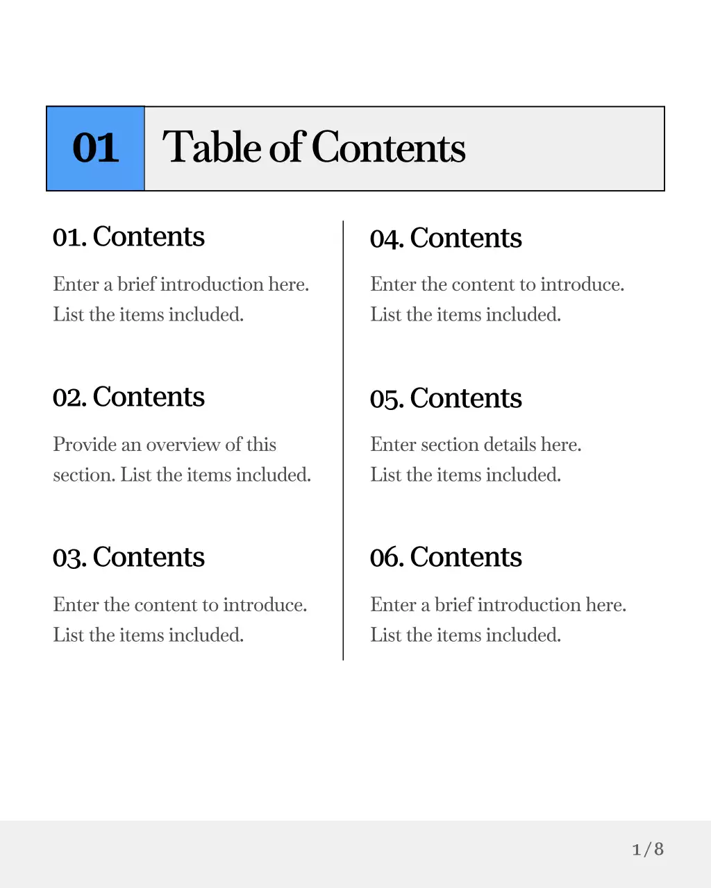 하늘색과 회색의 심플한 기업 보고서