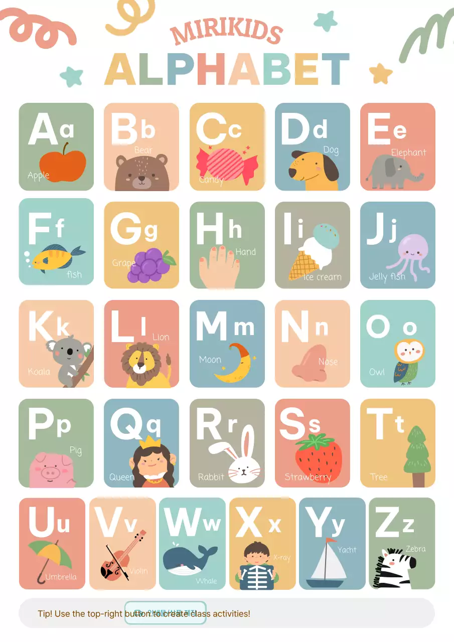 Tài liệu giáo dục bảng chữ cái Mint Baby