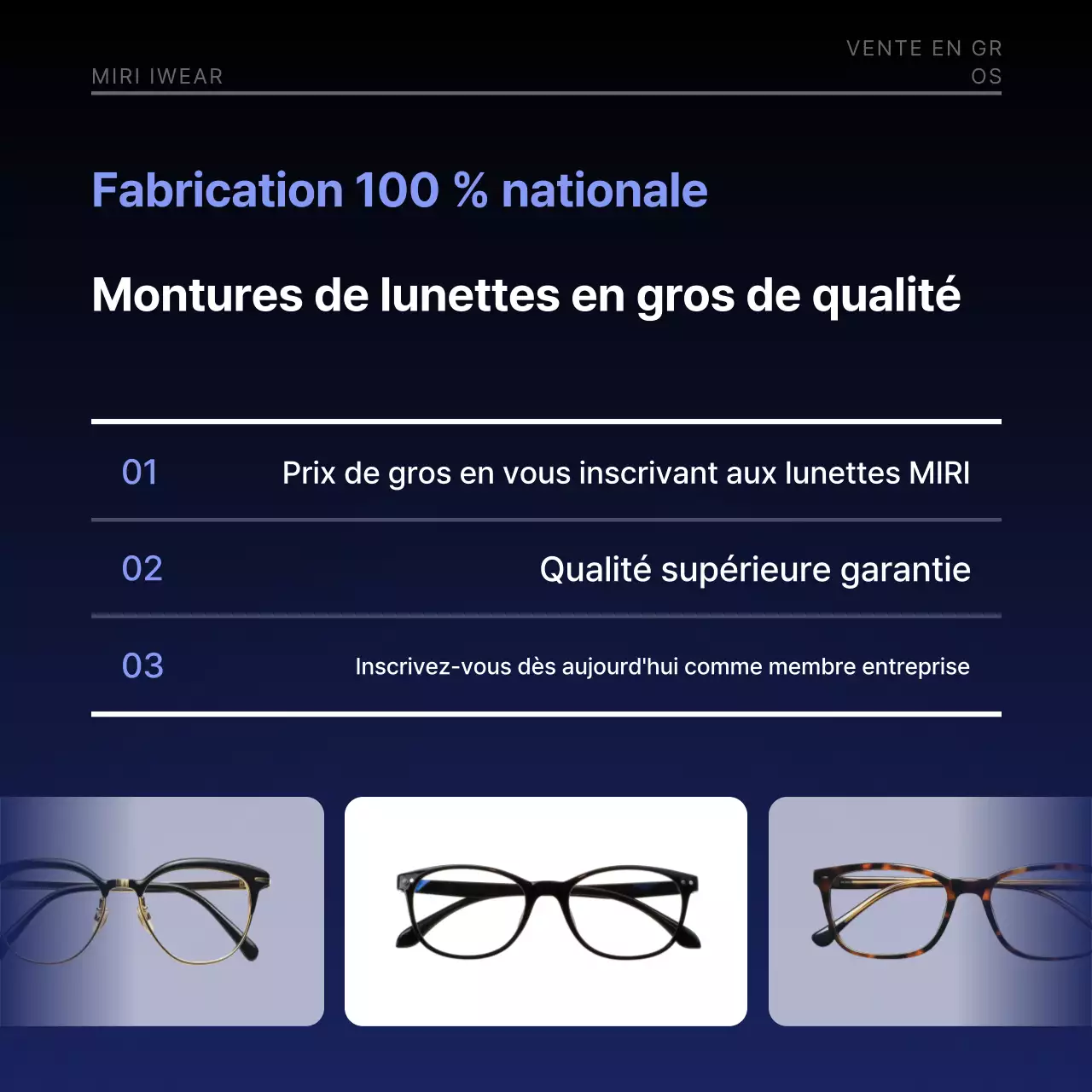 Promotion de lunettes modernes bleu marine