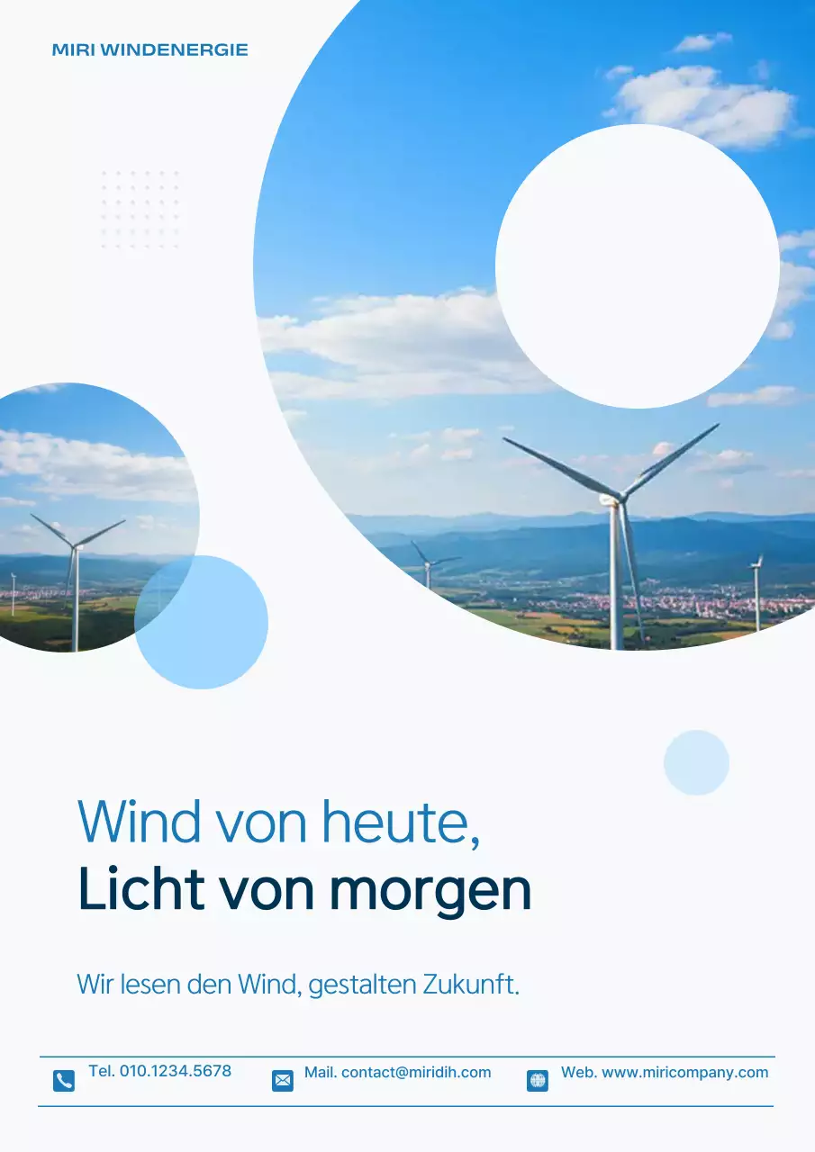 Eine moderne, himmelblaue Anzeige für erneuerbare Energien