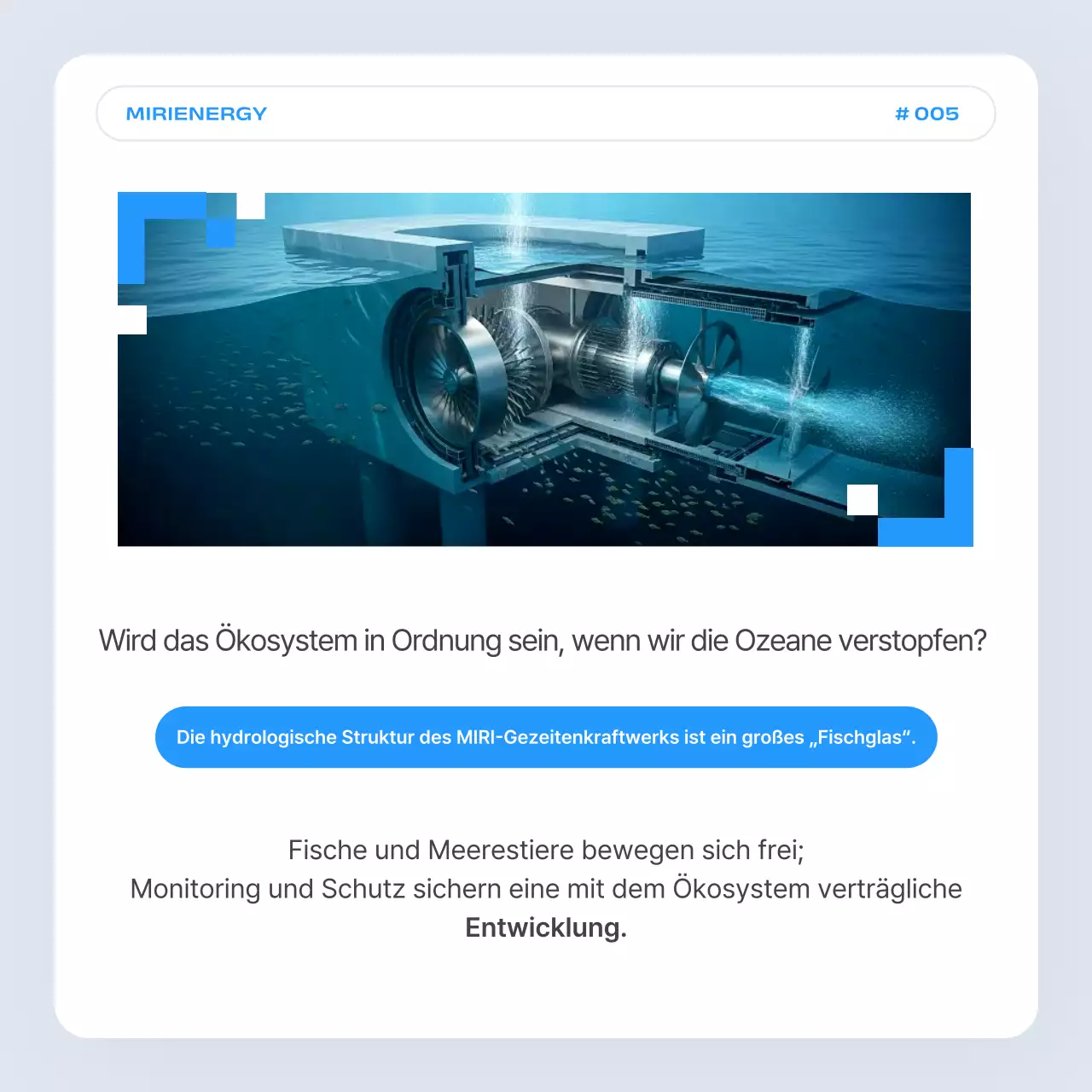 Werbung des einfachen Gezeitenkraftwerks „Blue Tidal Power“