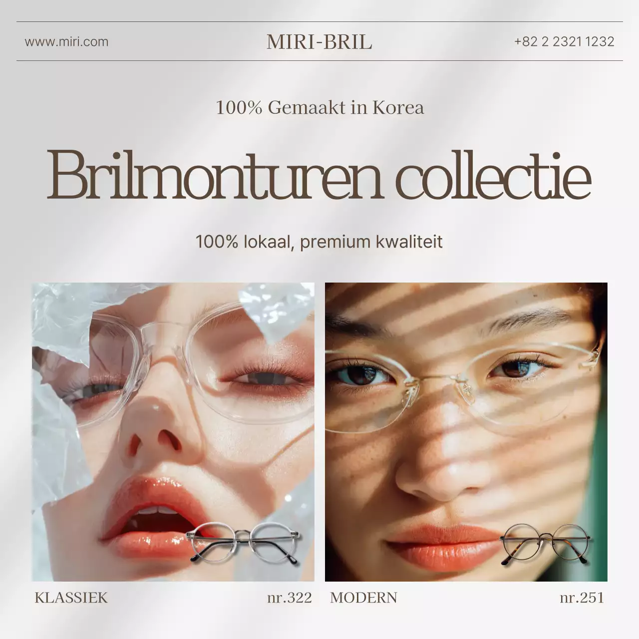 Grijze moderne brillen advertentie