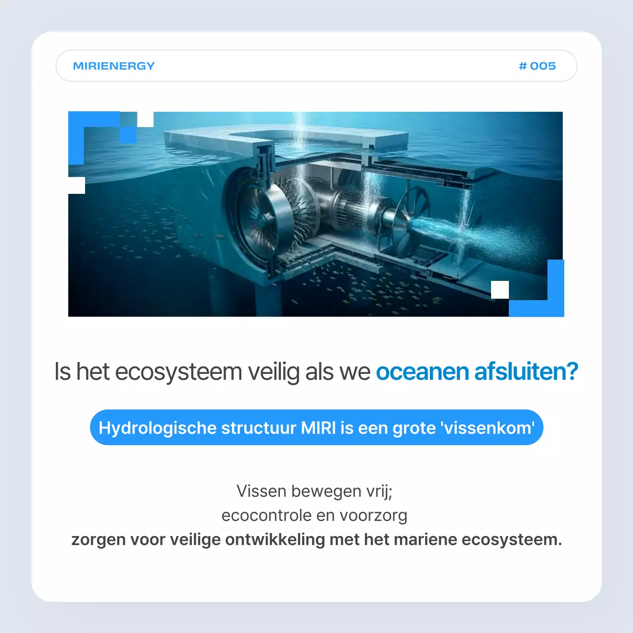 Eenvoudige blauwe getijdenenergiebedrijfspromotie