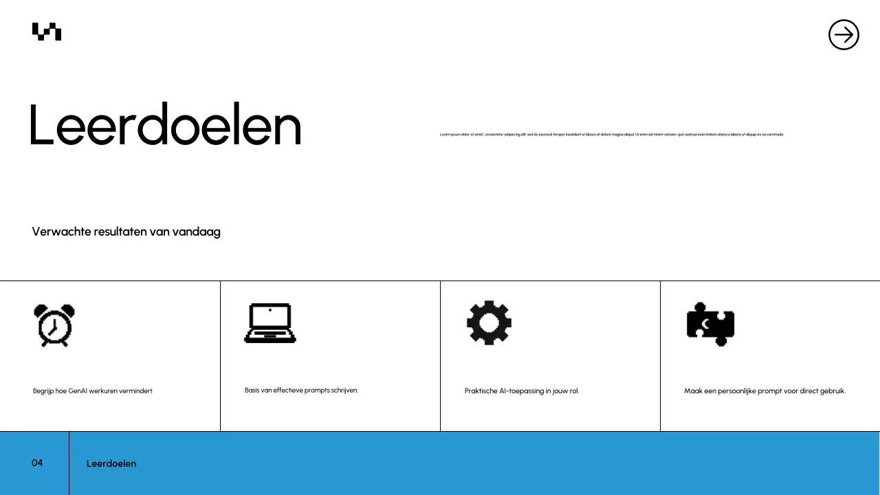 Presentatie van het cursusdocument van Blue Modern AI