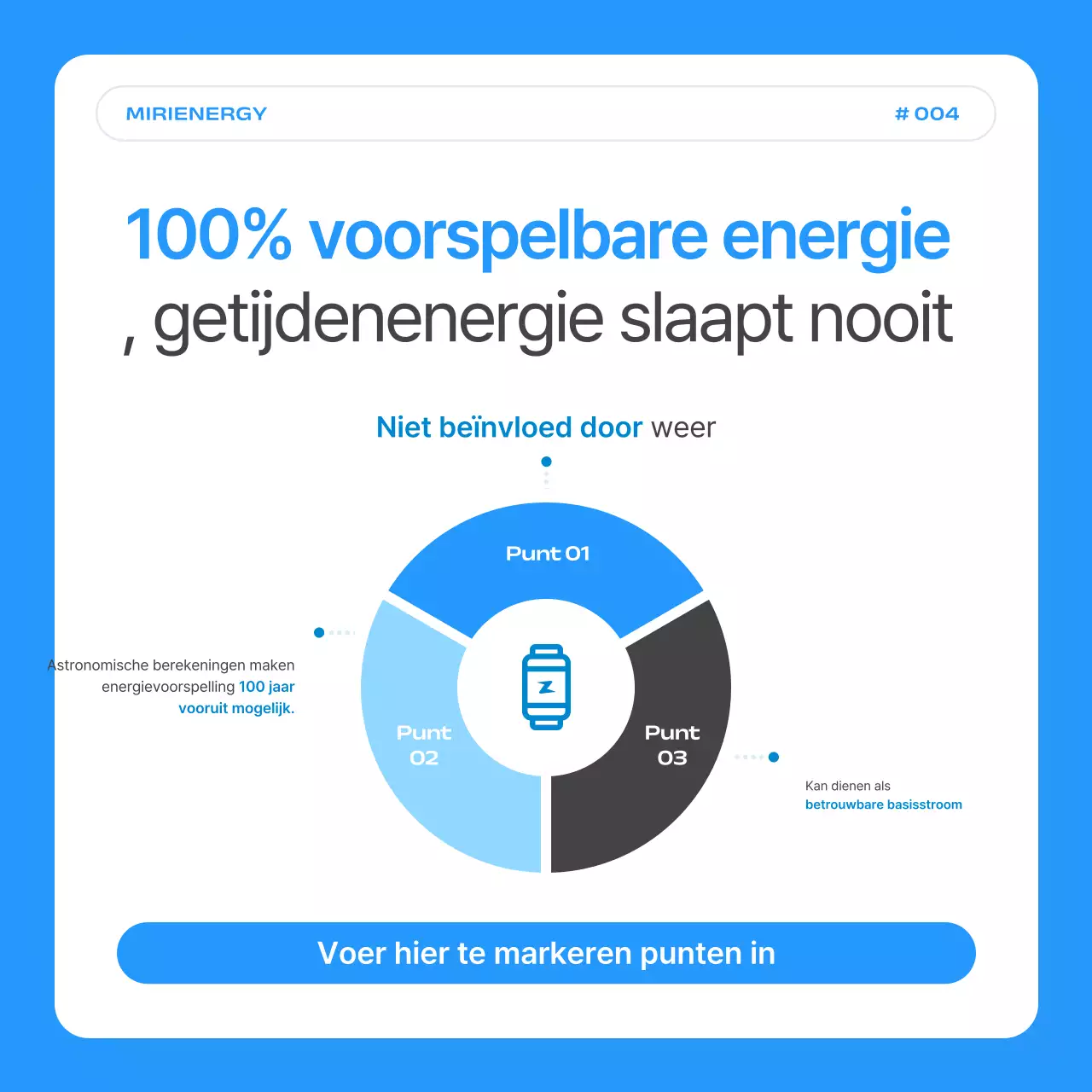 Eenvoudige blauwe getijdenenergiebedrijfspromotie