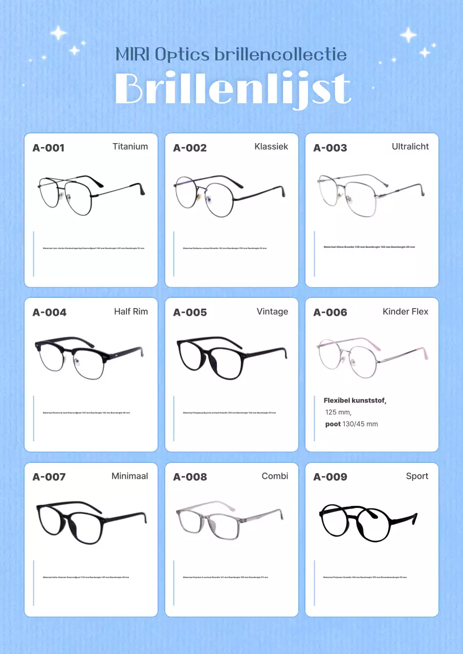 Blue Modern Eyewear Catalog