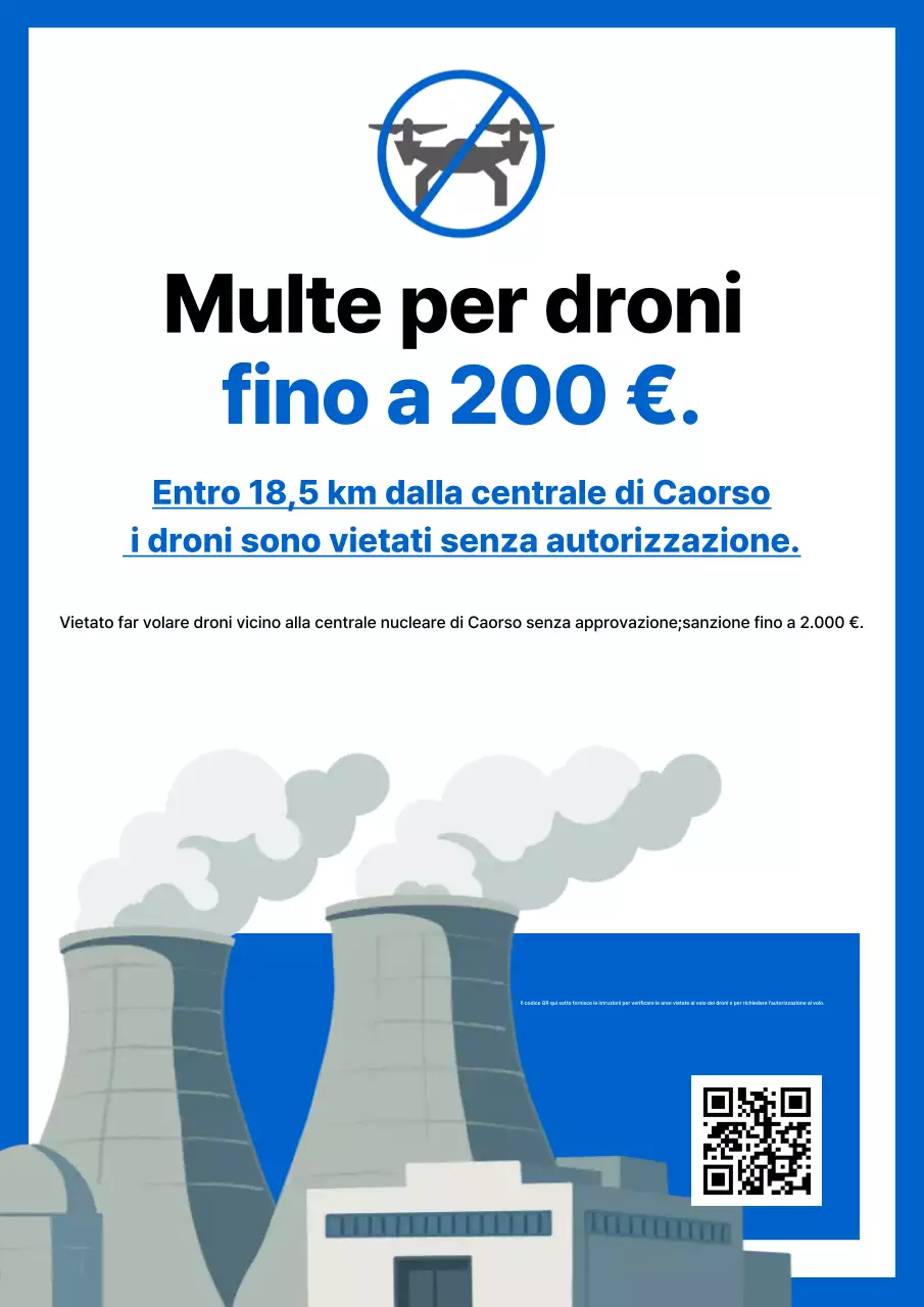 Avviso di divieto di volo per droni semplici blu