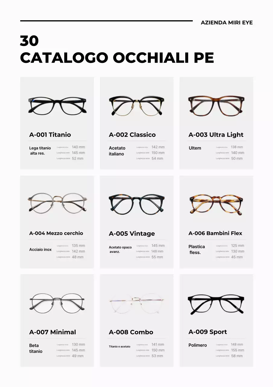 Catalogo occhiali moderni neri