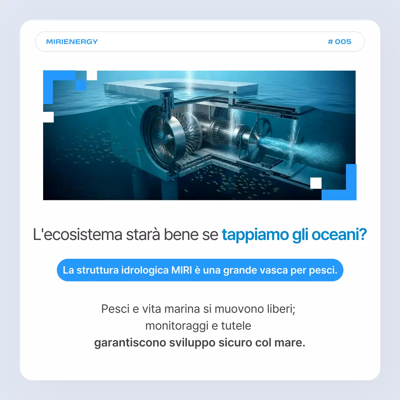 Semplice promozione della compagnia di energia mareomotrice blu