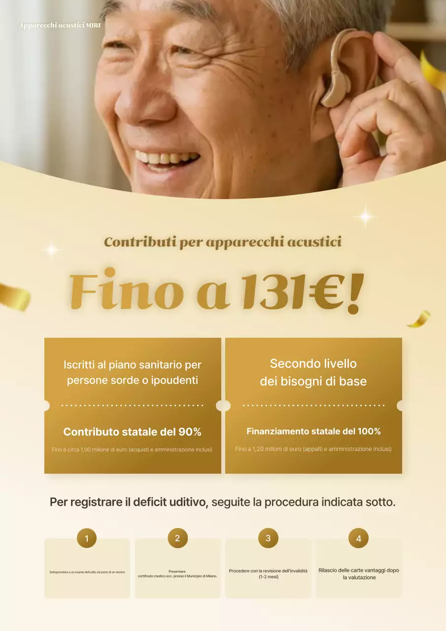 Pubblicità di apparecchi acustici moderni beige