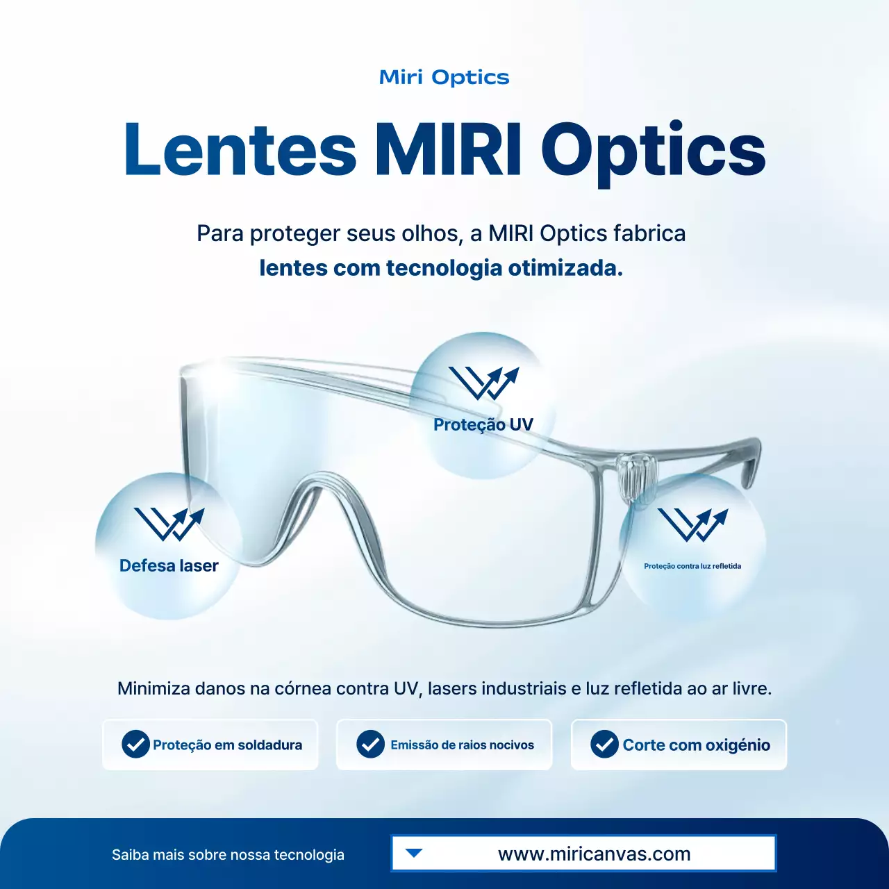 Anúncio de segurança industrial moderna em azul celeste