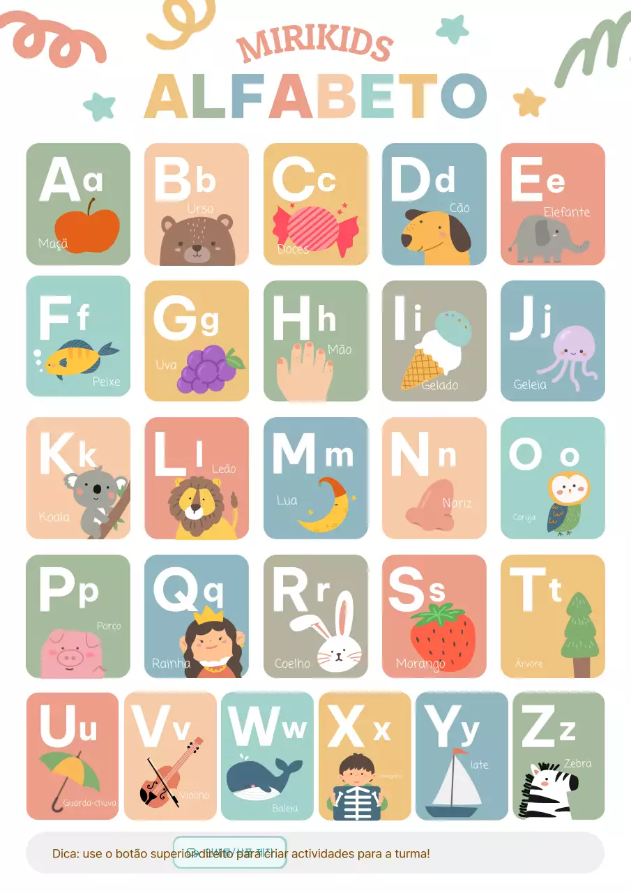 Materiais educativos do alfabeto para bebês da Mint