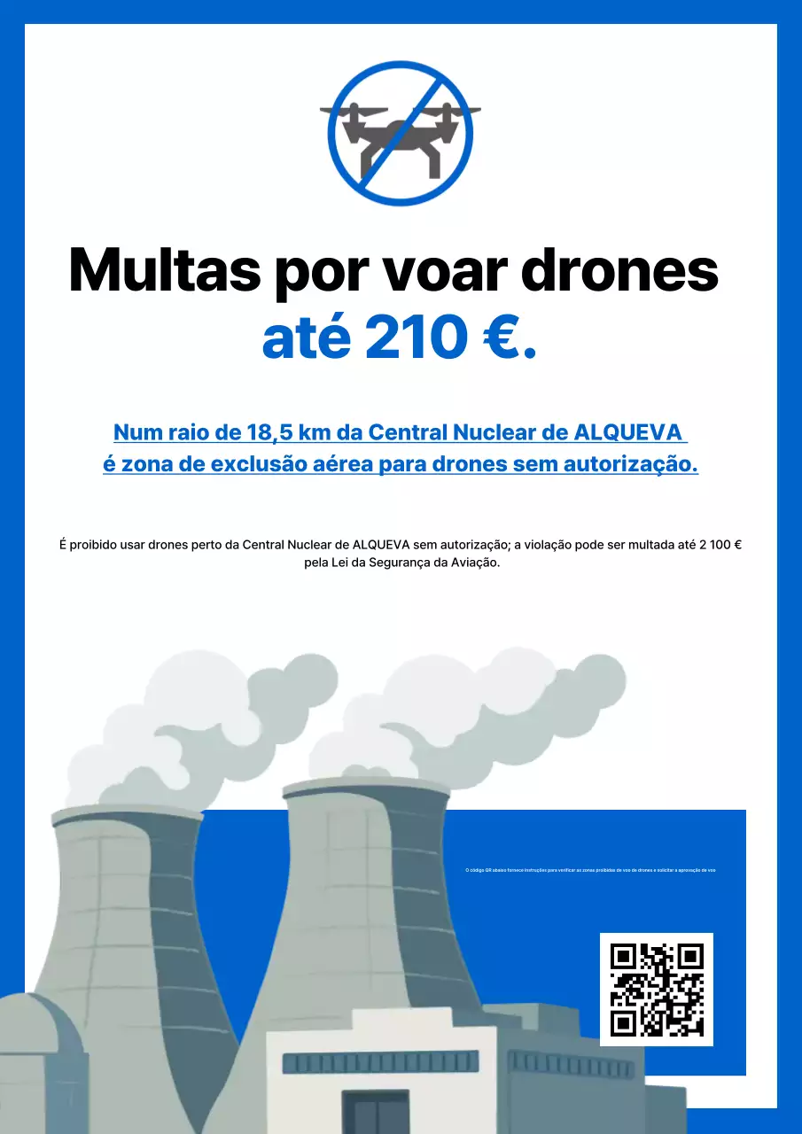 Aviso de Proibição de Voo de Drones Simples em Azul