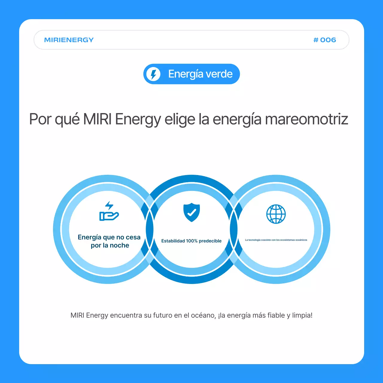 Promoción sencilla de la compañía de energía mareomotriz azul