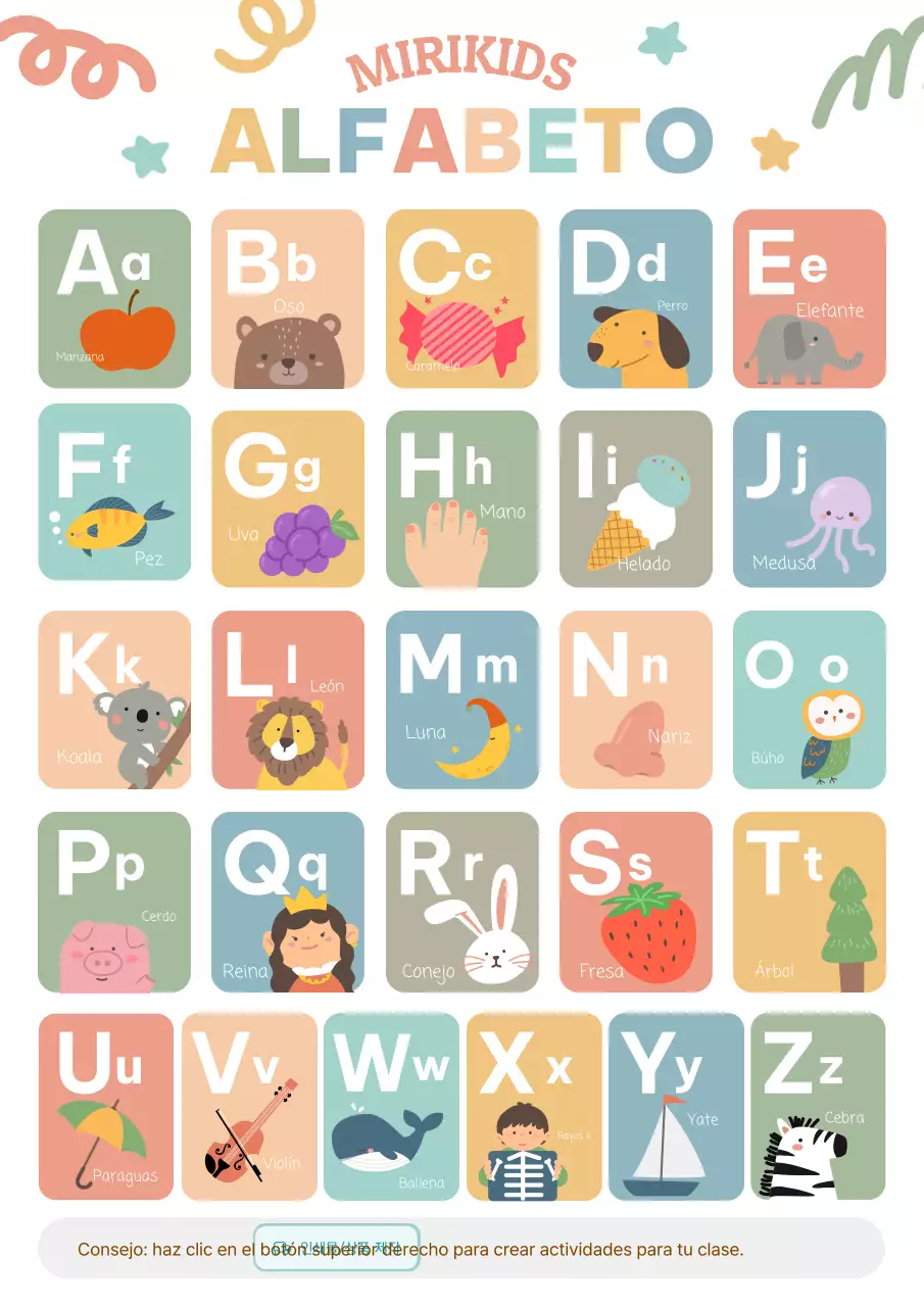 Materiales educativos del alfabeto Mint Baby