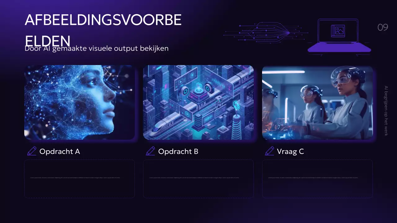 Paarse moderne AI-cursuspresentatie