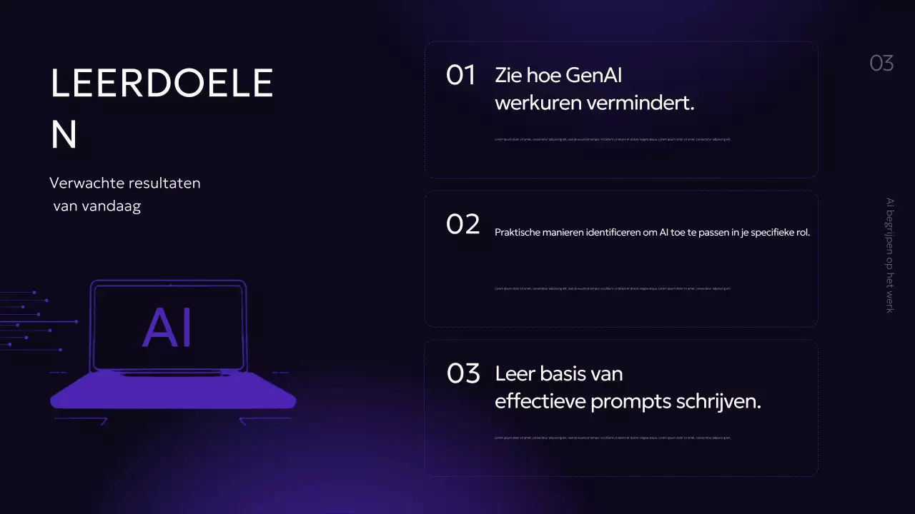 Paarse moderne AI-cursuspresentatie