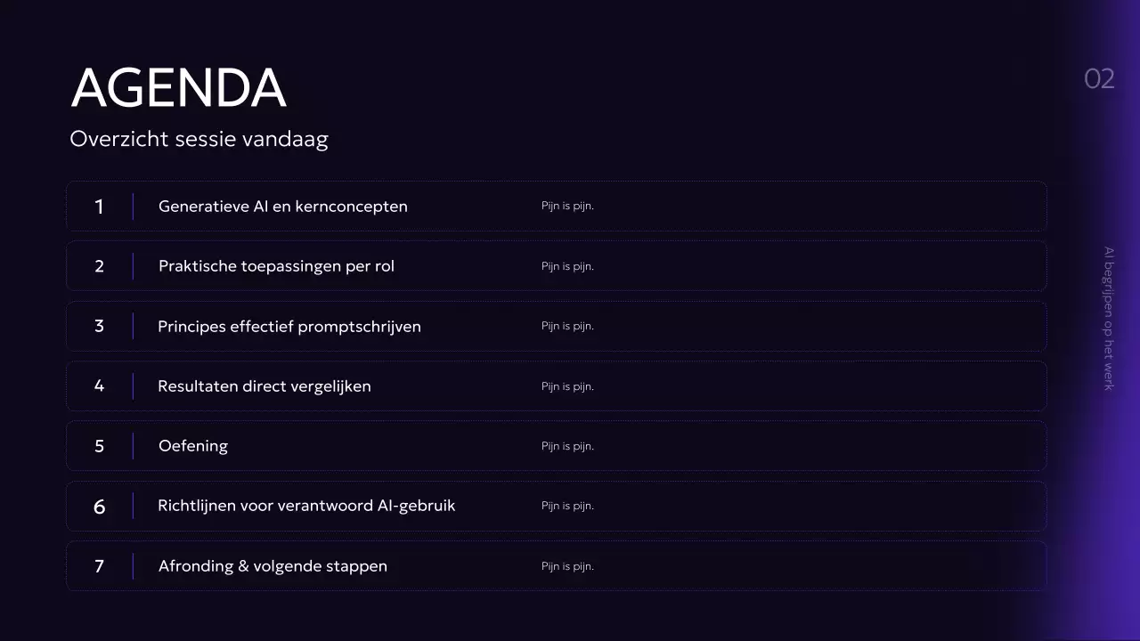 Paarse moderne AI-cursuspresentatie