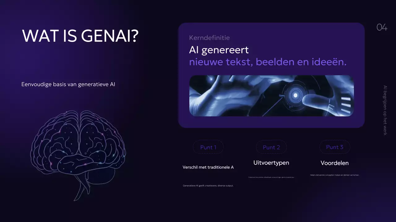 Paarse moderne AI-cursuspresentatie