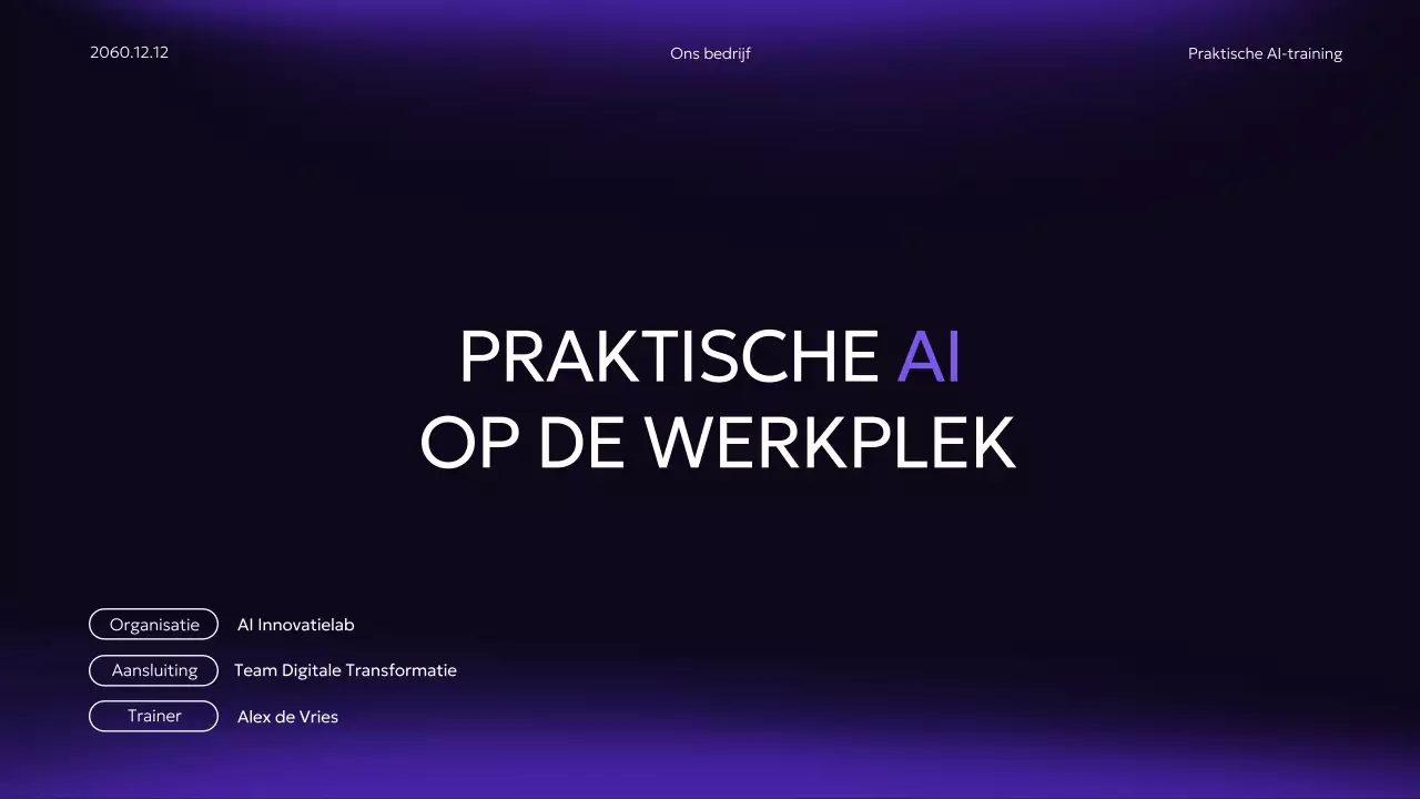 Paarse moderne AI-cursuspresentatie