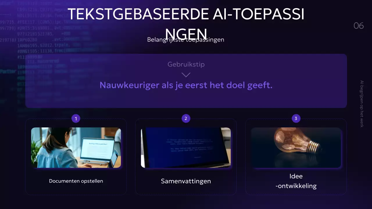 Paarse moderne AI-cursuspresentatie