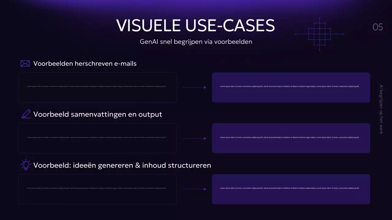 Paarse moderne AI-cursuspresentatie