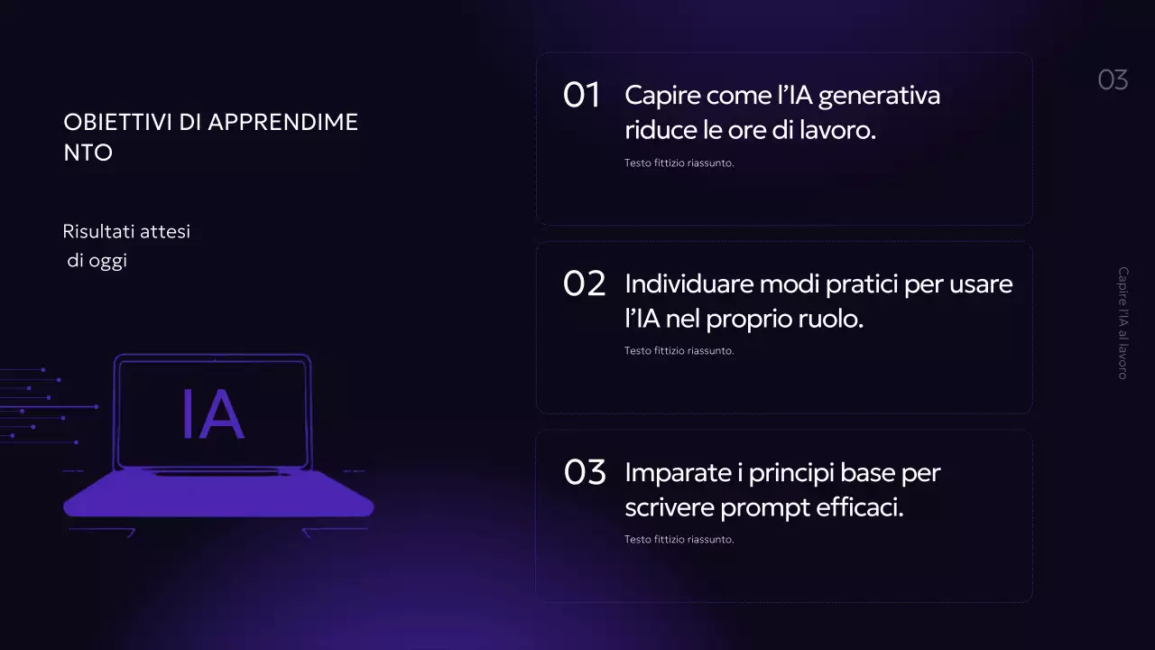 Presentazione del corso di intelligenza artificiale moderna viola