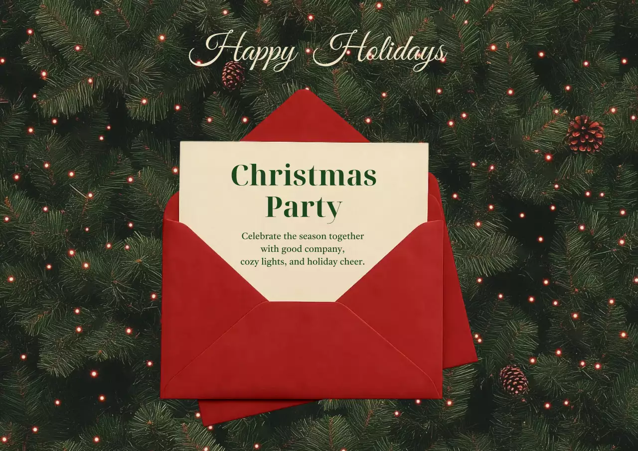 빨강 전통 크리스마스 초대장