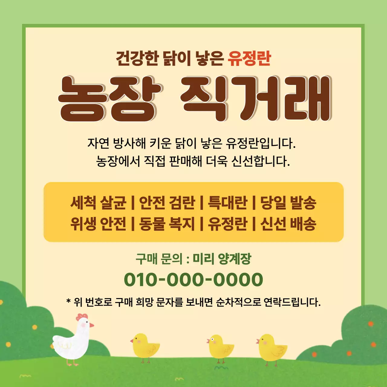 연두 깔끔 유정란 광고