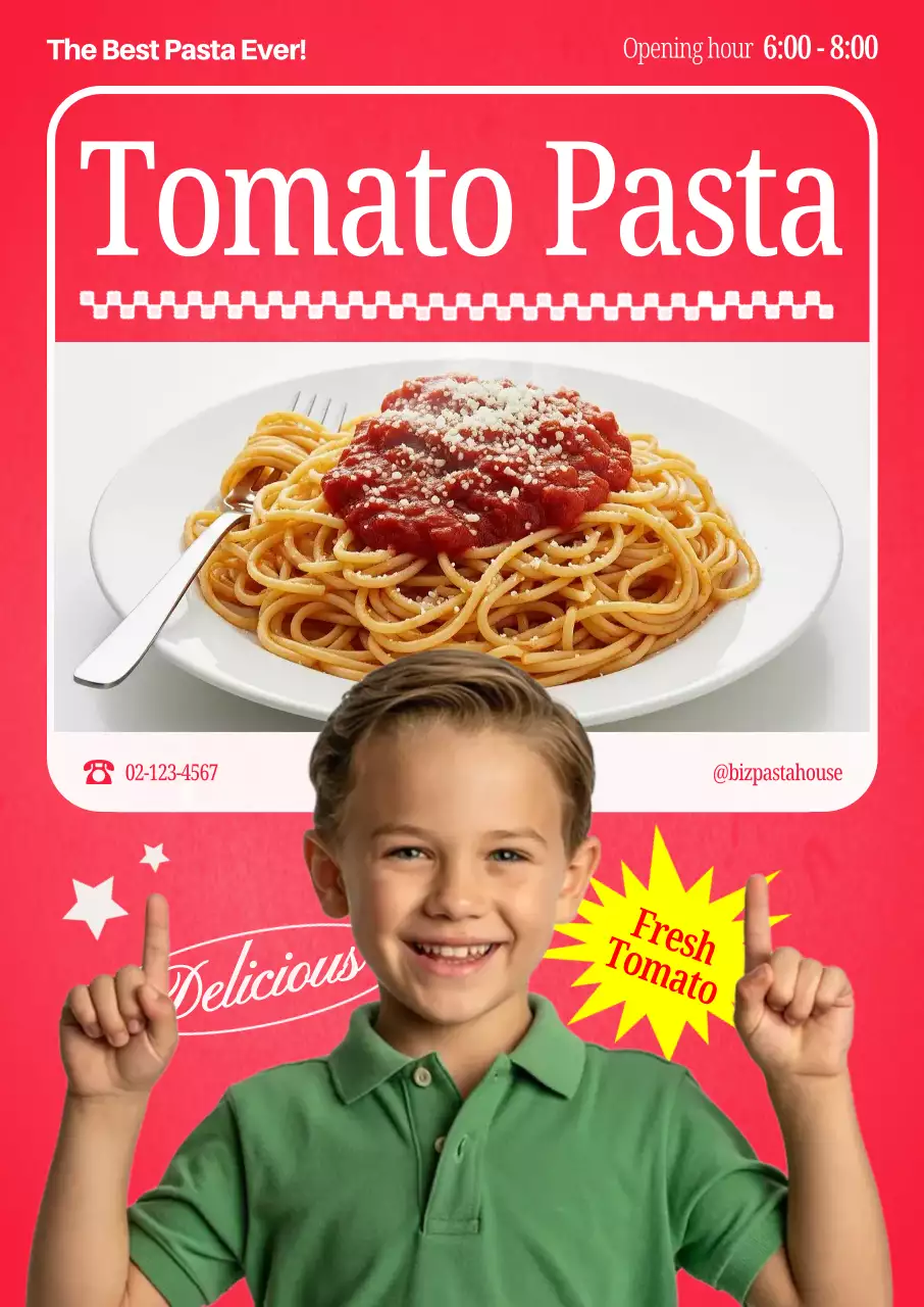 빨강 빈티지 파스타 광고