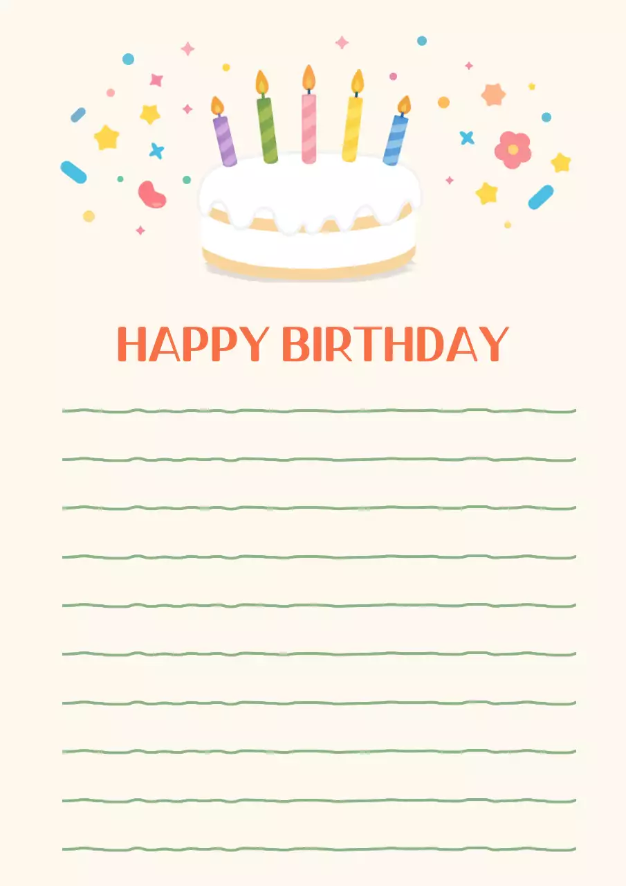 아이보리 아기자기한 생일 카드 편지 메모