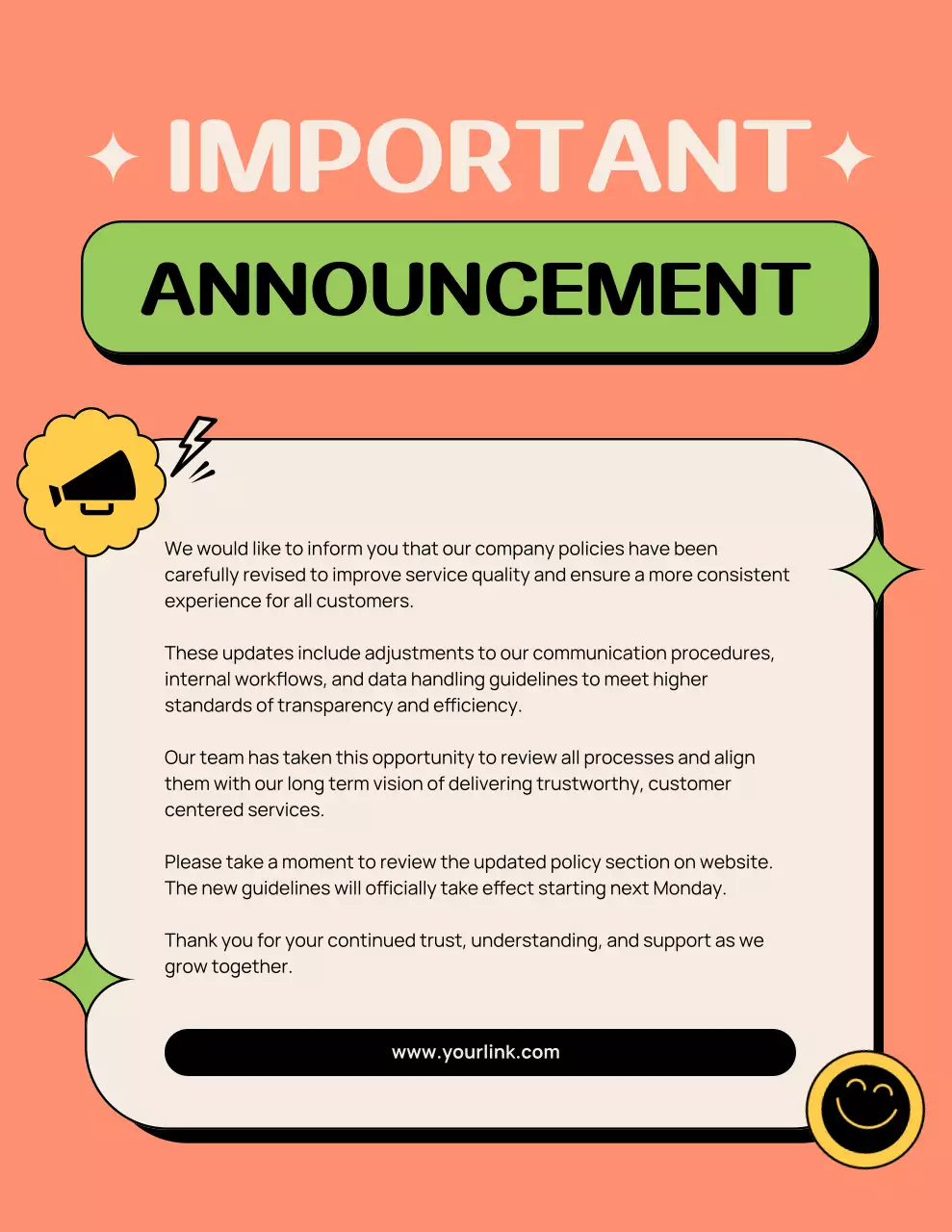 Coral Retro 정책 발표 안내문