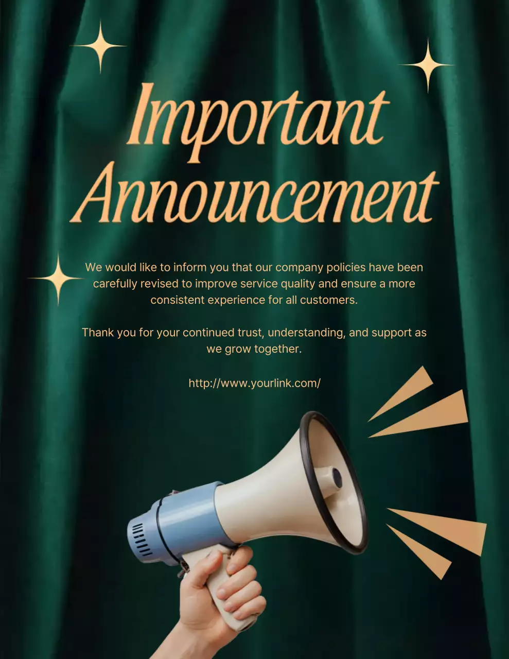 green classic announcement notice