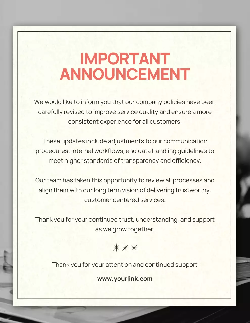 베이지색 모던 공지 안내문