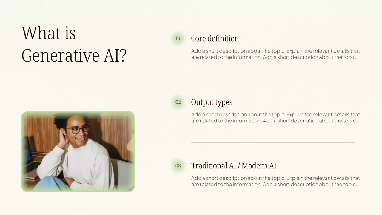 Presentasi Kursus AI Modern Warna Krem
