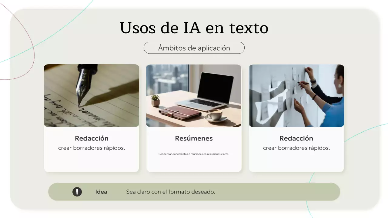 Invitación al curso de IA minimalista en beige. Presentación.