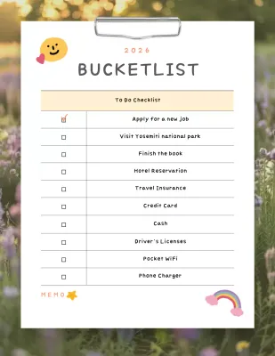 White Minimal Bucketlist Planner