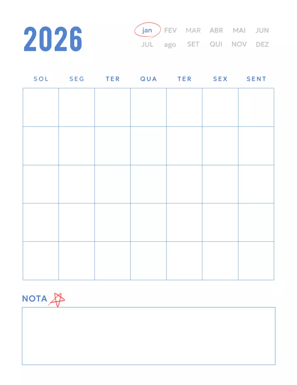 Agenda minimalista azul