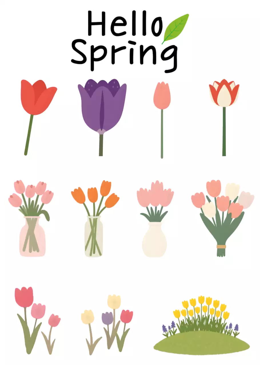 핑크색 아기자기한 튤립 다꾸