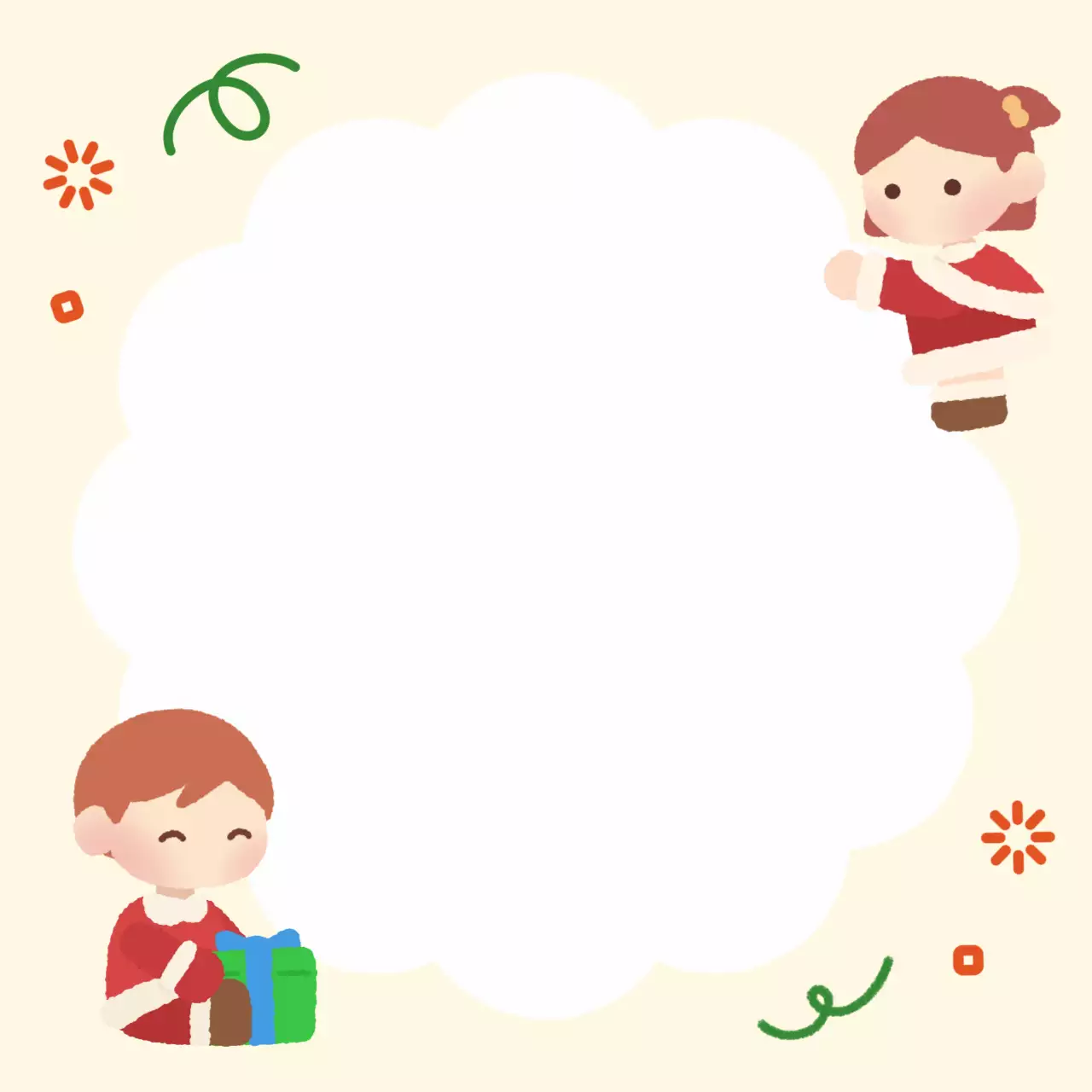 베이지 아기자기한 크리스마스 파티 레터