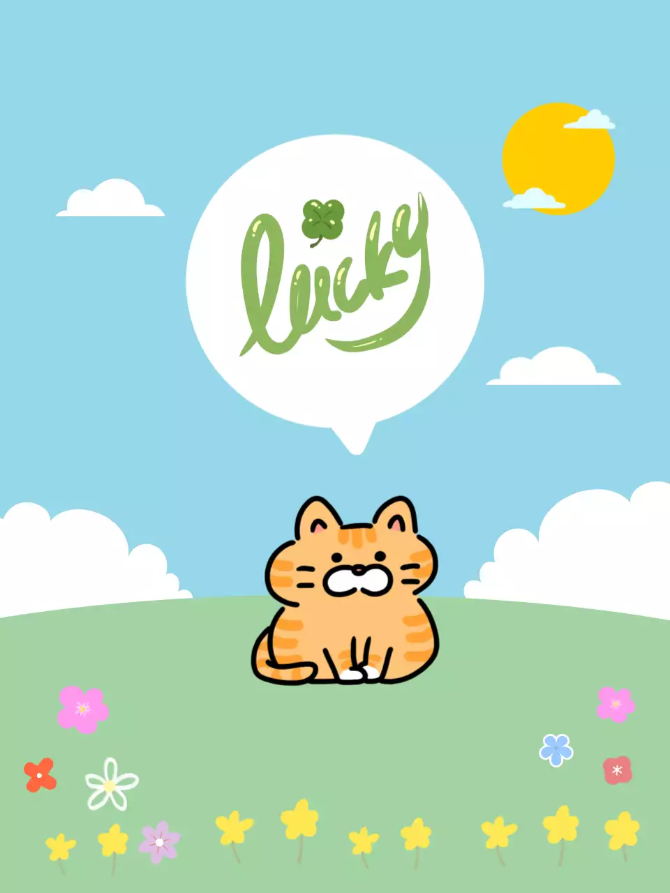 하늘색 아기자기한 고양이 그림