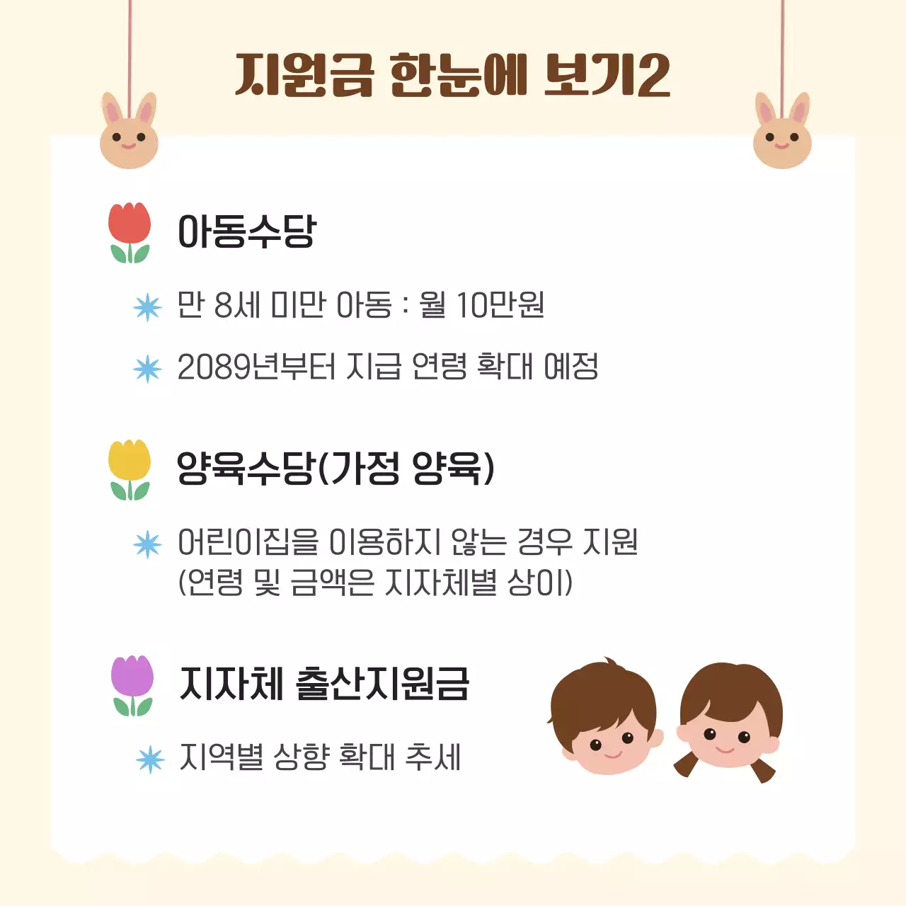 베이지 아기자기한 출산 지원 안내