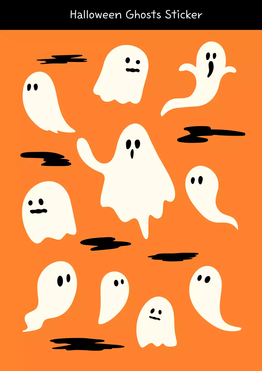 주황색 만화 유령 일러스트