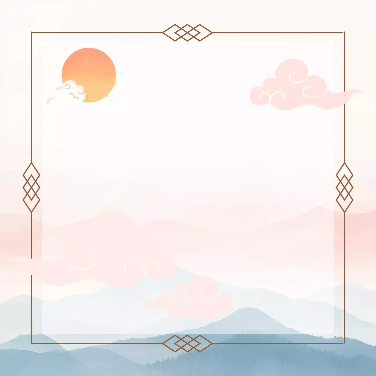 연보라 전통 자연 배경 프레임