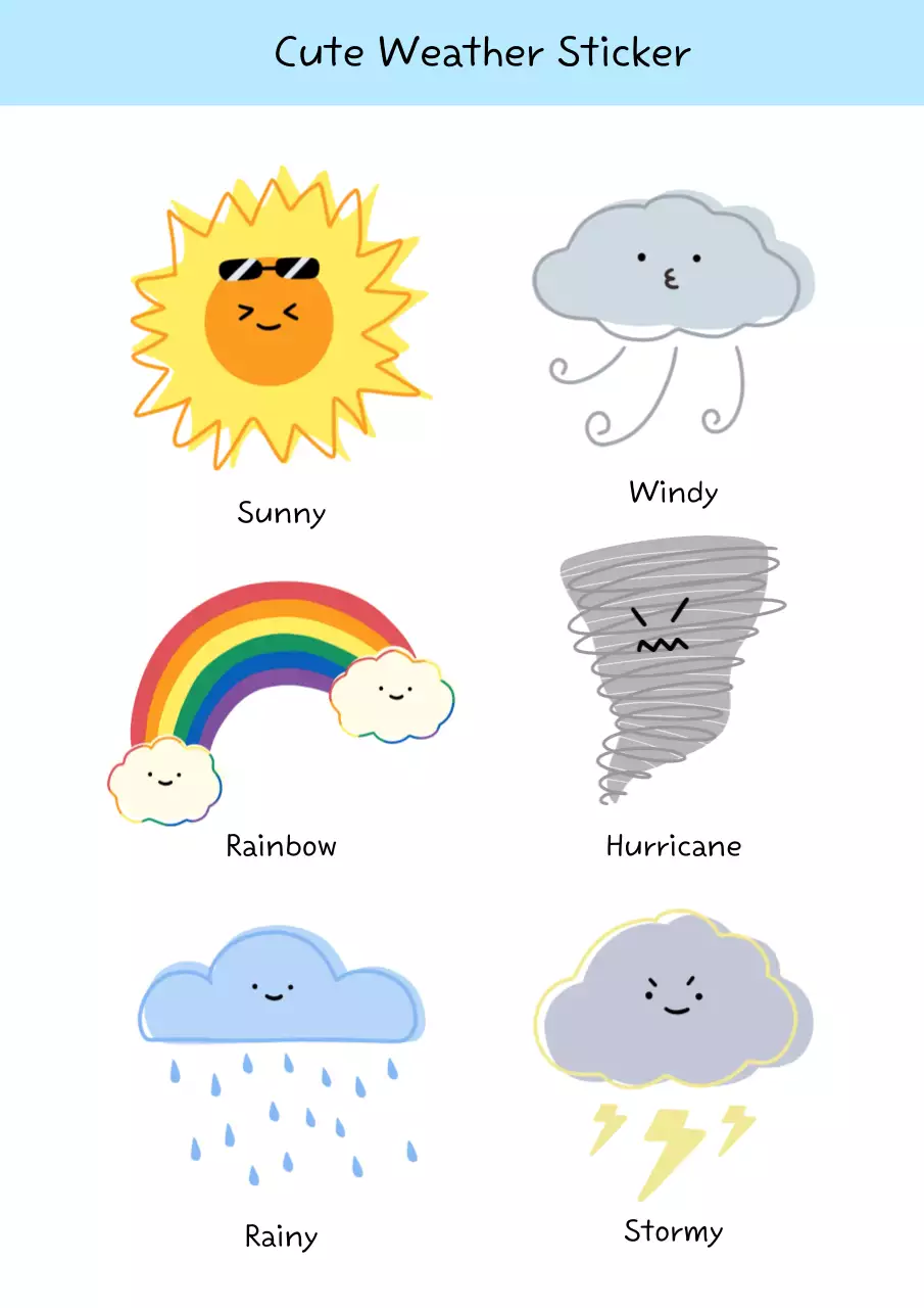 White cute weather characters